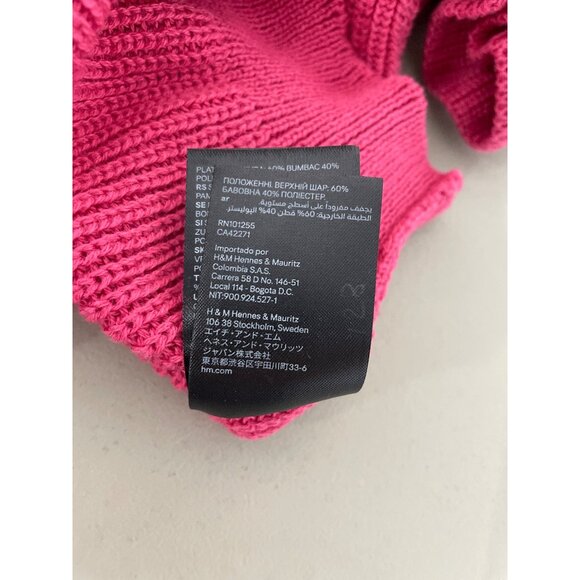 H&M Divided Sweater Size Medium Ruffle Neck Long Sleeve Cotton Staple Knitwear - Picture 6 of 8